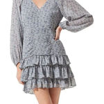 ASTR  THE LABEL Ruffled Tiered Mini Dress Blue Floral Medium Photo 0
