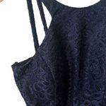 City Studio Womens Navy Floral Sleeveless Midi Dress Back Zip Size 3 Above Knee Photo 1