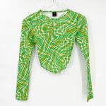 Urban Outfitters NEW Printed Open Back Top with Hanky Hem M Green Photo 1