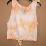 Roxy Tie Dye Embroidered Notch Cinch Crop Tank Top Orange White XL Photo 1