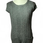 Gray Ribbed Knit Dress Short Sleeve Pockets Casual Comfy Everyday Size L Photo 0