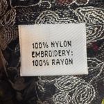 Talbots VTG Black + Ivory Floral Embroidered Sheer Mesh Cardigan w/ Velvet Trim sz 8 Photo 7