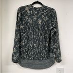 Daniel Rainn DR2 Green Floral Printed Boho Womens Long Sleeve Blouse Tie Neck S Photo 5