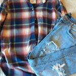 American Eagle Outfitters Plaid Boyfriend Flannel Shirt Purple Photo 0