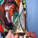 Carmen Marc Valvo Bold Multicolor Tiger Lillies Split Short Sleeve Dress L Photo 3