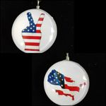 Set of 2 American Flag Peace Sign Glass Pendant Necklace White Photo 1