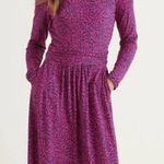 Boden Abigail Jersey Dress Sz 2P Long Sleeve Circle Skirt Purple Blue Geo Print Pink Photo 0