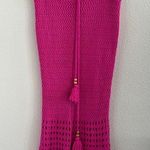 The Sang Crochet Knit Fringe Midi Skirt Drawstring Tassel Waist Pink Small Photo 0