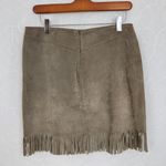 VTG Blue Asphalt Leather Fringe Mini Skirt 9 Brown Suede Rodeo Western Cowgirl Size 8 Photo 5