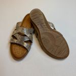 Born NEW Tepati Slide Sandal Footwear Women Metallic Gold Leather Strappy Sz 8 Silver Photo 4