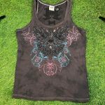 Y2K Harley Davidson studded tie dye black blue pink punk grunge tank top size XL Photo 0