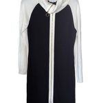Calvin Klein EUC  Cream Black Long Zip Front Duster Sweater Dress Medium Photo 0