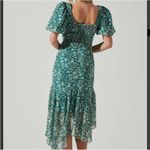 ASTR Floral Green Midi Dress Asymmetrical Ballon sleeve size XL Revolve NEW Photo 2