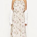 ZARA Floral Sequin Ruffle Midi Halterneck Midi Dress in Ecru Photo 2