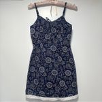 Anchor Blue Vintage 90s Floral Paisley Lace Trim Navy Blue White Mini Sun Dress Photo 1