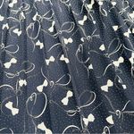 Vintage Allisia Drop Waist Cream Navy Bows Ribbons Printed Pleated Skirt Blue Size M Photo 1