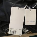 Zadig & Voltaire Women’s Tunisien Skull Strass Beaded Henley Black Cotton Top Photo 9