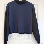 Athleta  XS Mock Neck Pullover Navy Blue Black‎ Long Sleeve Athletic Top Photo 0