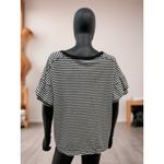 Madewell   soft cotton shirt w/ ruffle sleeves Black and white stripes.Sz L‎ Photo 2