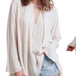 Forever 21 Oatmeal V-neck oversized tunic blouse with pockets size medium Photo 1