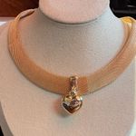 Gold Choker Necklace W/Heart Pendant Photo 4