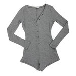 Moxeay  Sleepwear Grey Romper Button Down One Piece Pajamas Size Small Photo 0