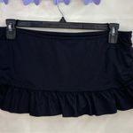 Apt. 9 NEW  women’s solid black stretch ruffle hem skirt lined swimsuit bottoms L Photo 4