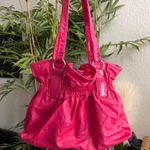 2000s Hot Pink faux leather shoulder hand bag purse ruched pleated hobo. Great condition. Measurement in pics Photo 1