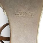 Ralph Lauren Lauren  Women’s Size 7 Tan Leather Woven Espadrille Wedge Sandals Photo 6