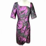 Kay Unger Kay Under Midi Dress Tallulah Tea-Length Zip Closure Pockets Black Purple 4 NWOT Photo 1