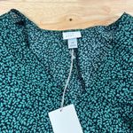 A New Day  Women's Green Printed Bishop Long Sleeve Shirt - Size XS - NWT Photo 2