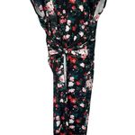 Paco Rabanne Black Pink Floral Cap Sleeve Belt Faux Wrap Midi Dress 44 / 12 NEW Photo 2