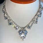 Stunning Art Deco Clear Rhinestone Bib Diamanté Necklace Silver Photo 0