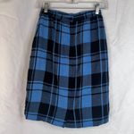 VTG Brian David Canada Tartan Plaid Skirt Blue Black Wool Blend Size Small Photo 1
