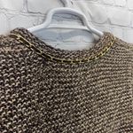 Dana Buchman Open Cardigan Sweater Brown L Long Sleeve Chain Link Trim Knit Photo 5