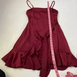 Princess Polly  Red Wrap Mini Dress Women’s Size 4 Adjustable Straps Ruffle Hem Photo 4
