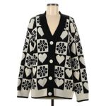 ZARA Black Ivory Knit Jacquard Cardigan - M Photo 0