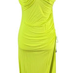 Free People Bright Green Ruched Bodycon Midi Dress M Y2K Festival Vacation Photo 0