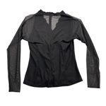 American Vintage Vintage Beaded Blouse Black Sheer Long Sleeve Deep V-Neck Shirt Scallop Date Photo 3