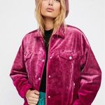 Free People Pink Fuchsia Velvet Trucker Jacket Photo 0