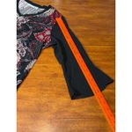 Susan Graver Womens Black Paisley Print V Neck 3/4 Sleeve Top Medium Blouse Work Photo 6