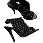 Jenni Kayne BLACK stiletto open toe sling back bikercore studded sexy shoes 8.5 Photo 0