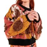 Farm Rio  Sweater Womens Medium Sunflower Forrest Embroidered Puff Sleeves Photo 7