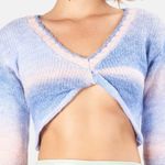 For Love & Lemons Celeste Twist Front Crop Sweater Women’s Size XS Blue & Pink Photo 1