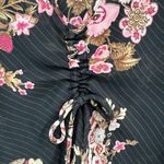 Fashion Bug 90s Y2K Blouse Womens L Black Floral Cinch Dark Fairy Whimsygoth Photo 1