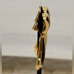 Christian Dior Gold Plated Black Enamel Crystal Clip On Earrings Vintage Signed Photo 4