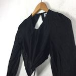 Princess Polly  Cassie Black Linen Mini Dress Size 2 Cut Out Long Sleeve Aline Photo 7