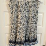 Beach Lunch Lounge Sleeveless Floral Blouse White Blue Size L Photo 8