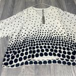 Last Tango White and Navy Blue Polka Dot Chiffon Blouse Top; Medium Women’s Photo 0