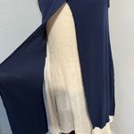 Ya Wei Women Vintage Navy & Cream Layered Sleeveless Relaxed Fit Midi Dress M Blue Size M Photo 3